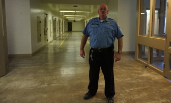 Department of Corrections Officer Douglas Bishop is pictured in the Secure Psychiatric Unit at New Hampshire State Prison for Men. 