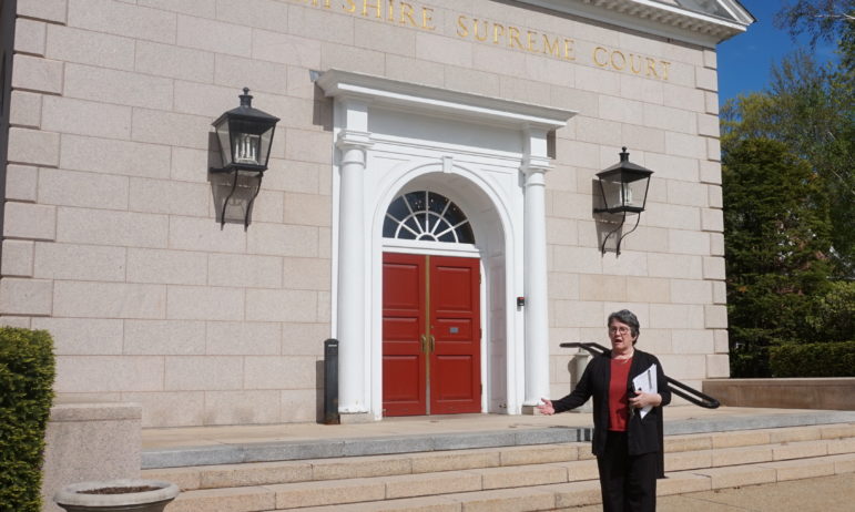 Chief Justice Linda Stewart Dalianis is pictured in front of the state Supreme Court in Concord.