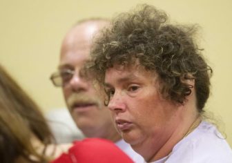 Louisia Cass is seen in district court Tuesday, June 21, 2016, in Berlin, N.H. Wendell Noyes was arraigned and was charged with killing Cass' daughter Celina Cass. The girl was reported missing from her home July 26, 2011. Her body was recovered from the Connecticut River six days later. (AP Photo/Jim Cole/POOL)