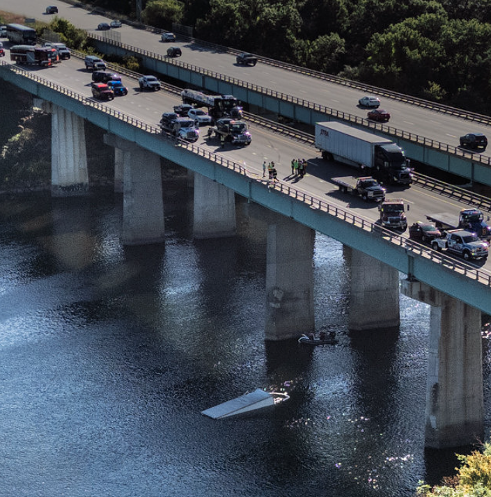 Box Truck Careens into River in Chain of Crashes Injuring Child Passenger on I-293